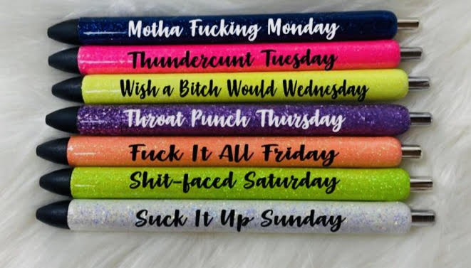 Days of the week Glitter pen